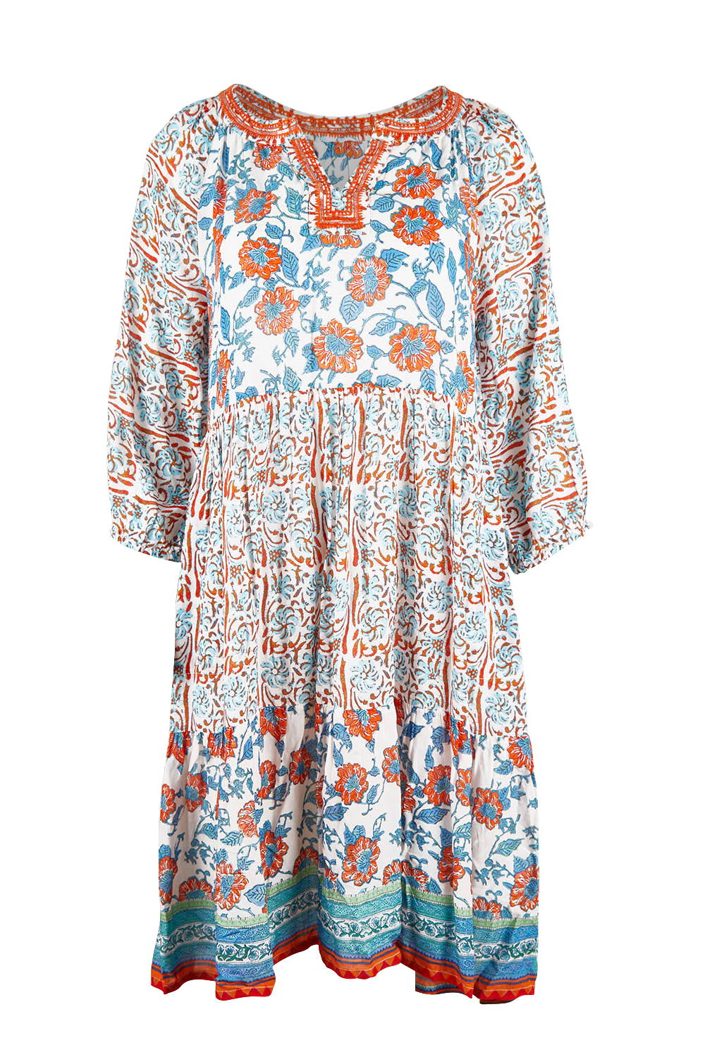 Product shot of the Cocora Beach Dress in colour Bluered (Blue), from the front