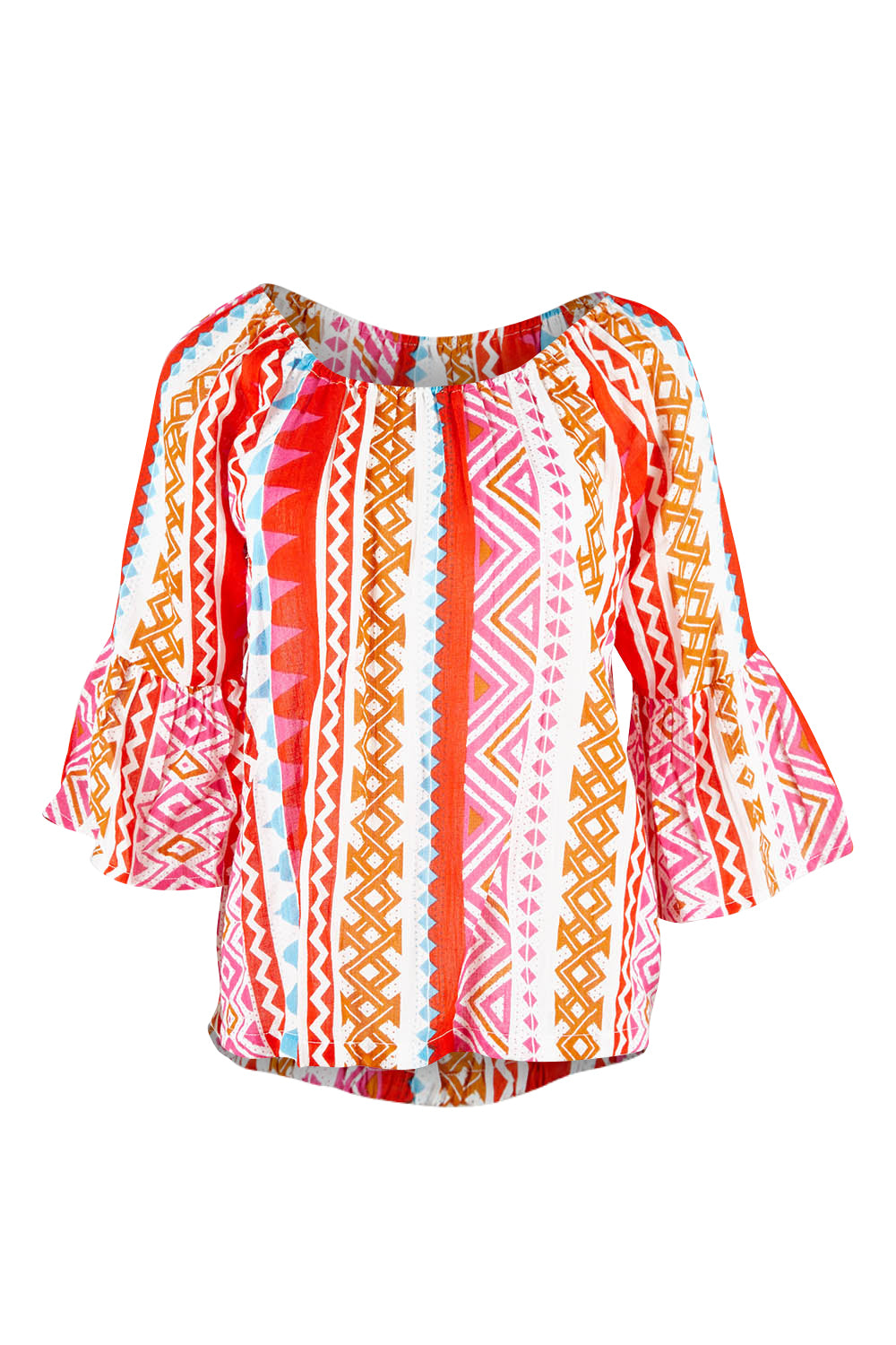 Product shot of the Aslings Beach Cotton Blouse in colour Multipink (Pink), from the front