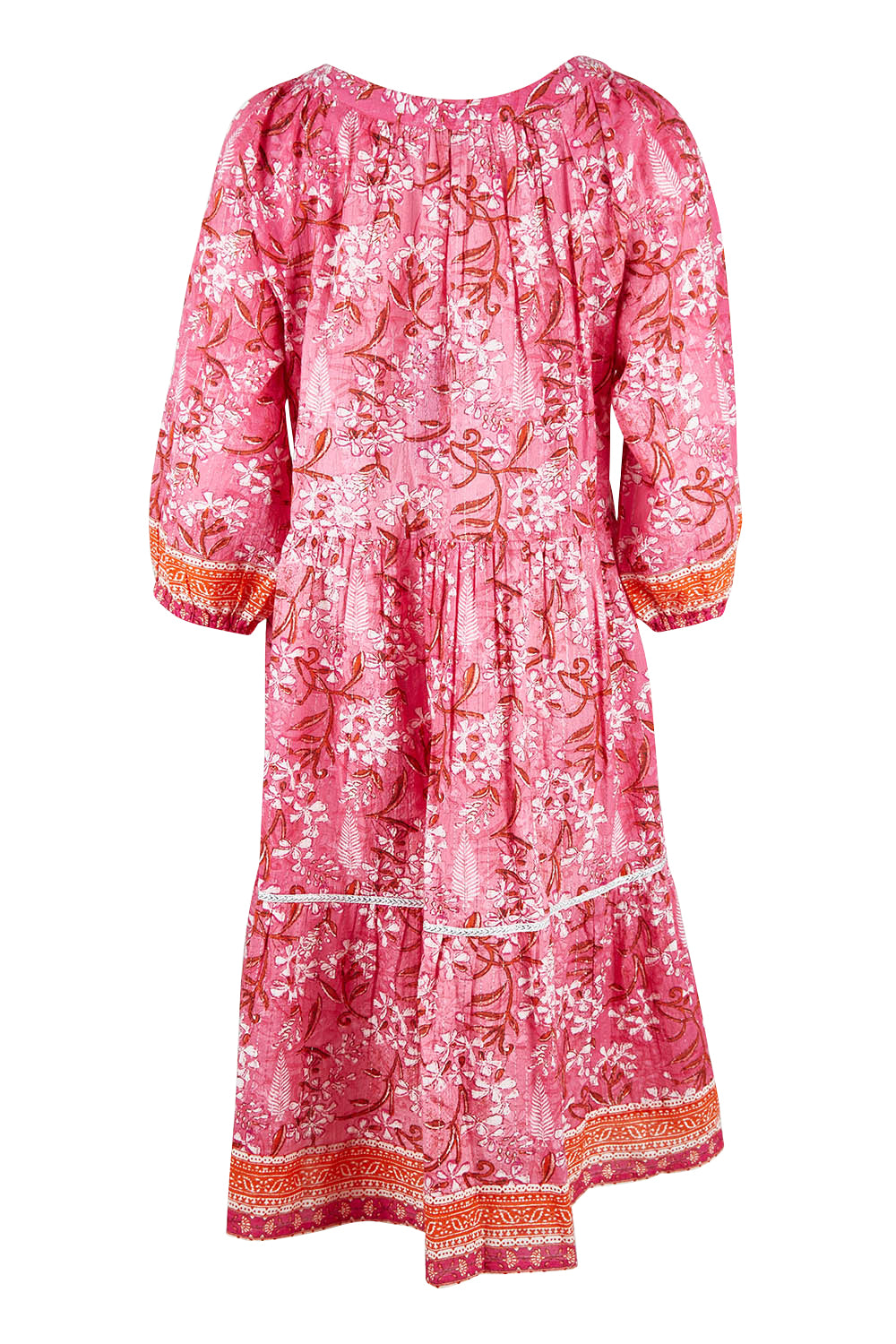 Product shot of the Sandy Bay Dress in colour Pinkorange (Pink), from the back
