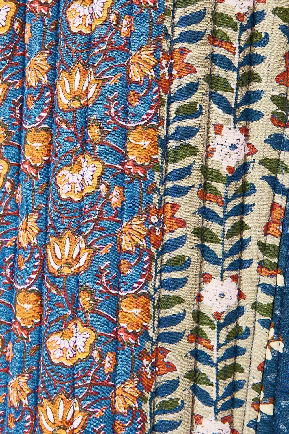 Product shot of the Brighton Beach Reversible Jacket in colour Patchblue (Blue), detail