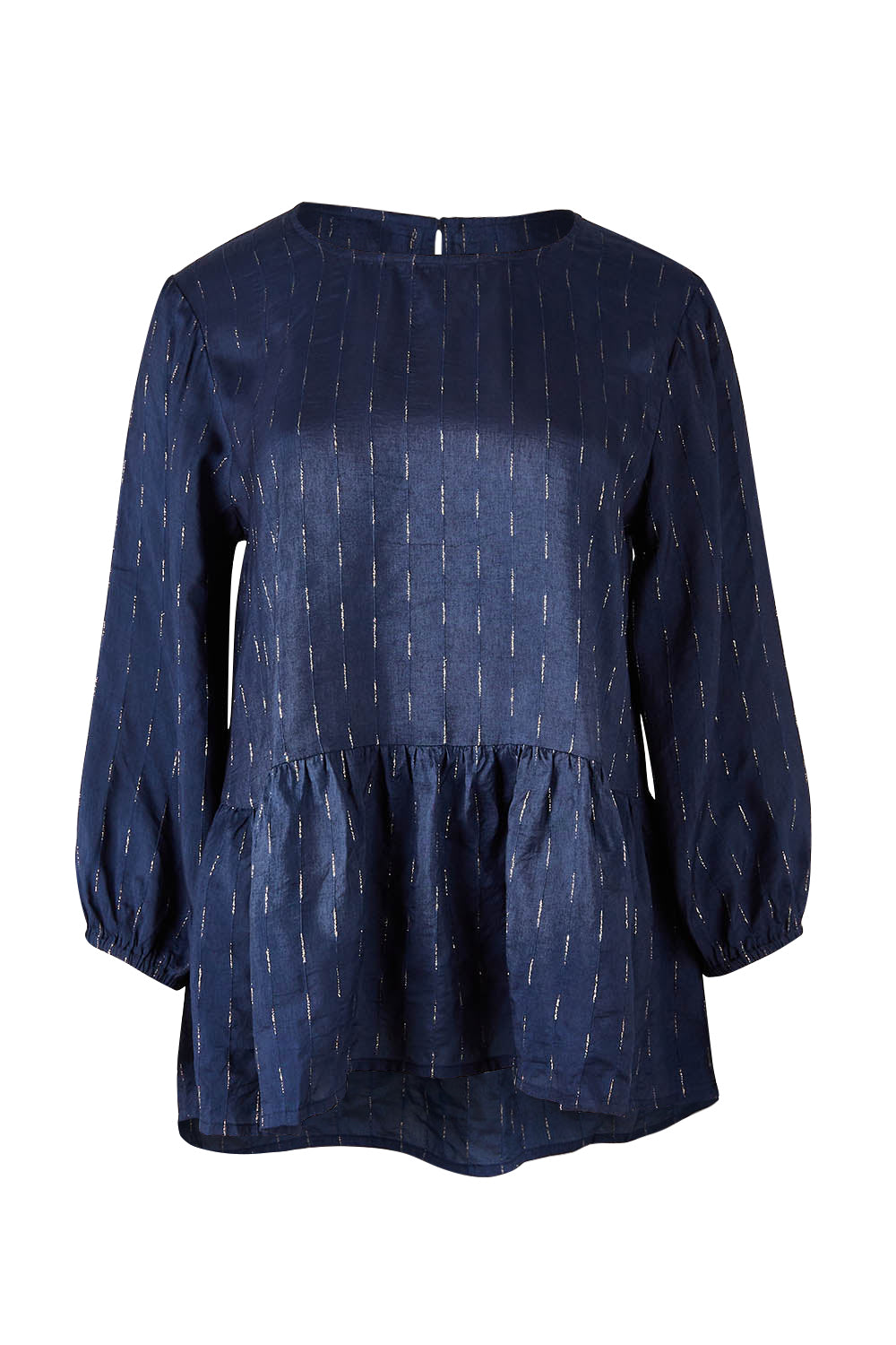 Product shot of the Belle Beach Top in colour Navy (Blue), from the front