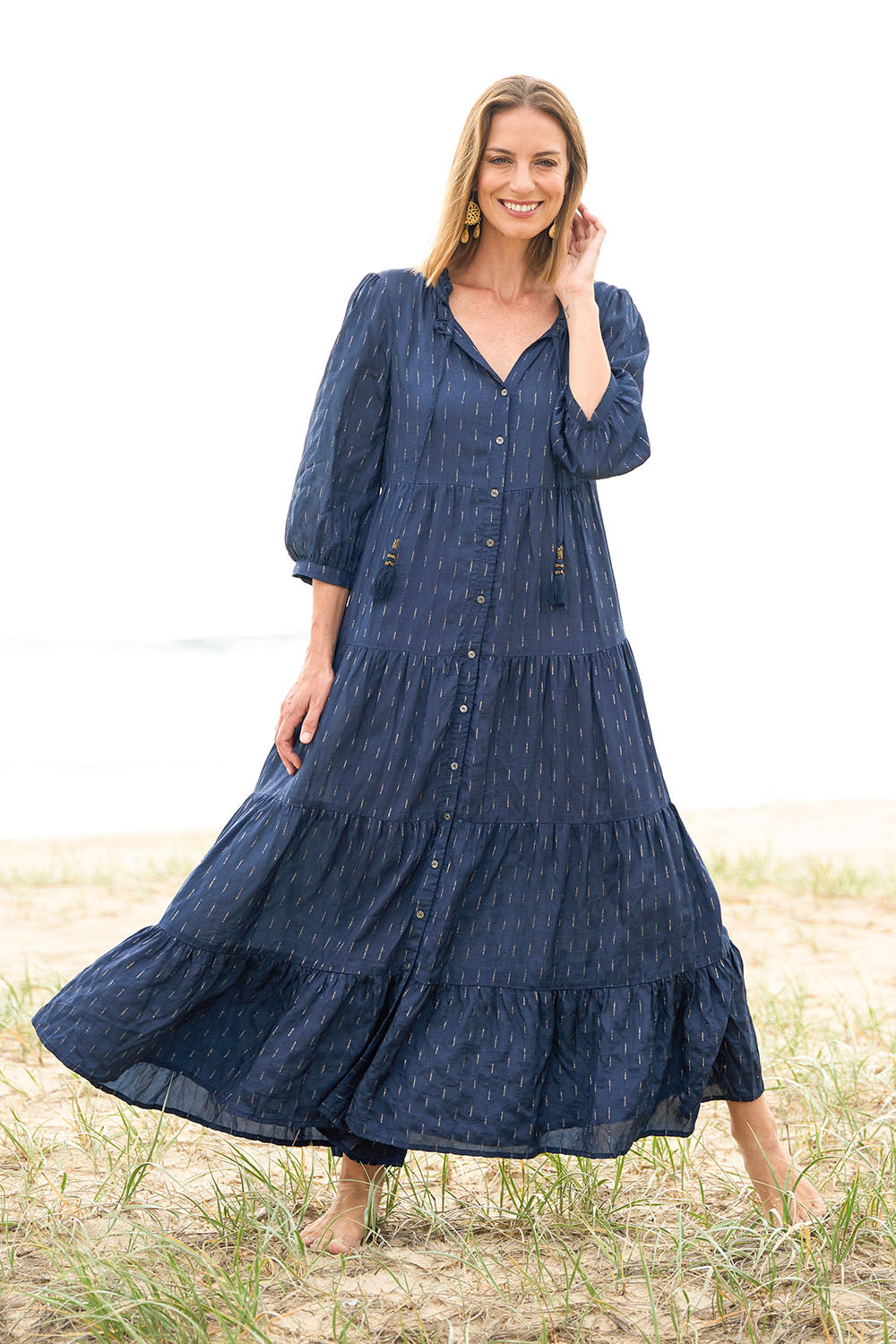 Preloved Belle Beach Maxi Dress - Navy