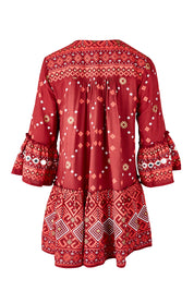 Product shot of the Balmoral Beach Top in colour Rust (Red), from the back
