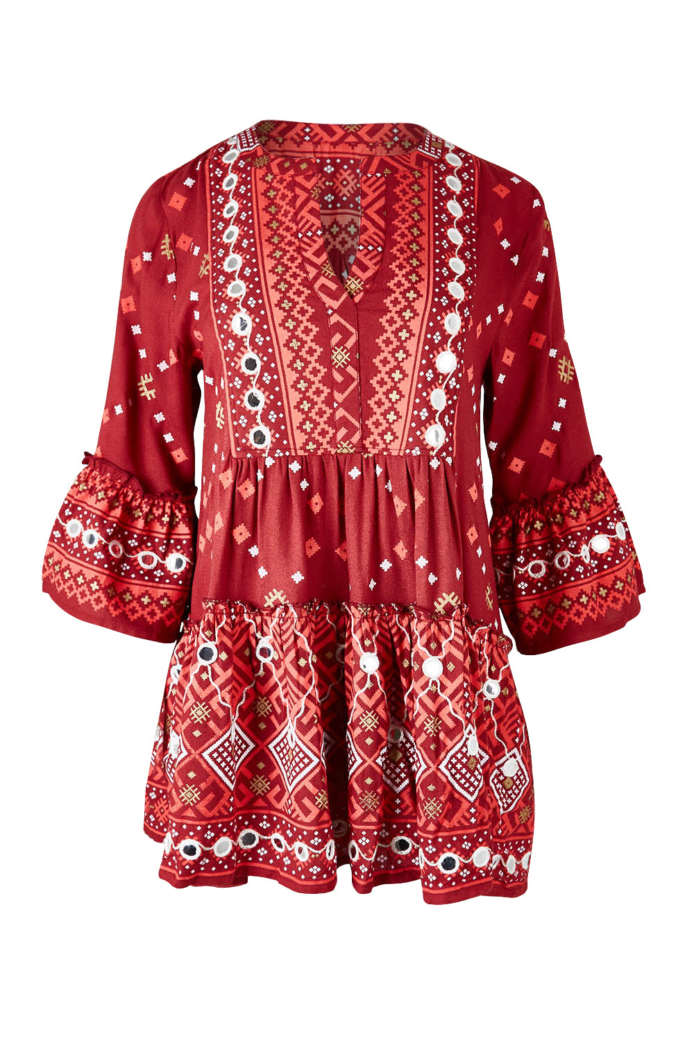 Product shot of the Balmoral Beach Top in colour Rust (Red), from the front