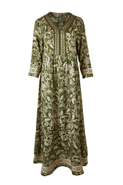 Product shot of the Greenly Beach Dress in colour Green (Green), from the front