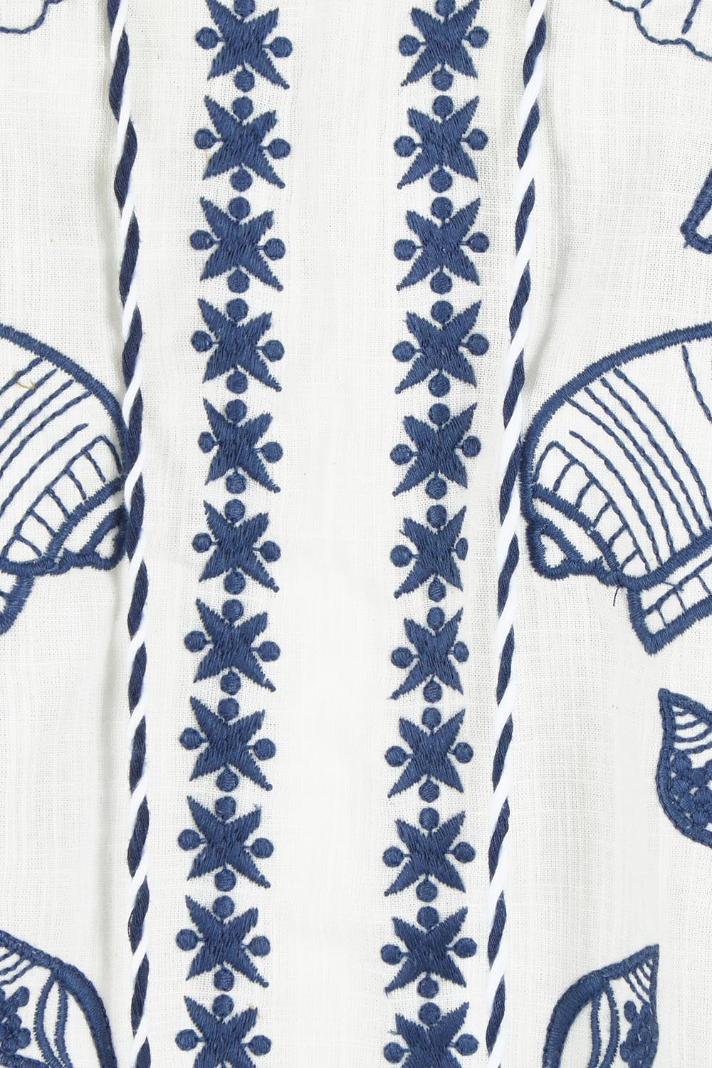 Product shot of the Whitehaven Beach Cotton Blouse in colour Whiteblue (Blue), detail