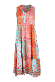 Product shot of the Diamond Beach Sleeveless Dress in colour Bright, from the front