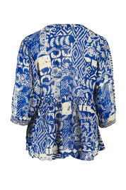 Product shot of the Tathra Beach Cotton Top in colour Blue (Blue), from the back