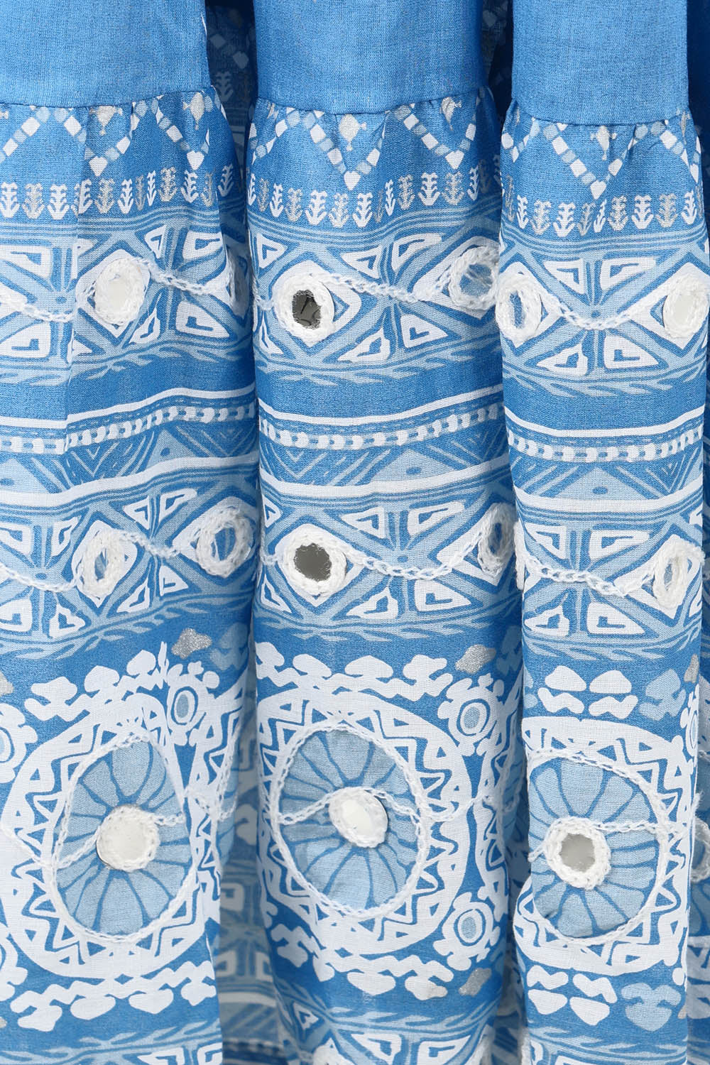 Product shot of the Dee Why Beach Cotton Maxi Dress in colour Lightblue (Blue), detail