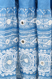 Product shot of the Dee Why Beach Cotton Maxi Dress in colour Lightblue (Blue), detail