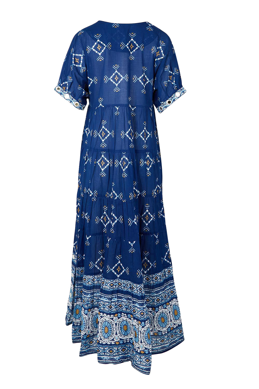 Product shot of the Dee Why Beach Cotton Maxi Dress – Navy in colour Navy, from the back