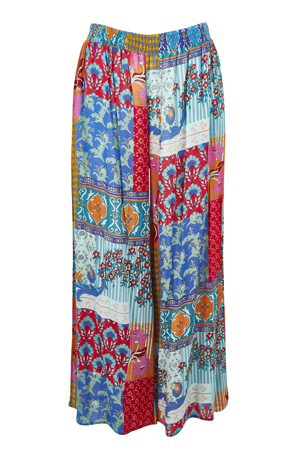 Product shot of the Burleigh Beach Pant in colour Patchmulti, from the front