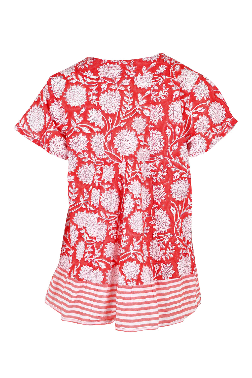 Product shot of the Kurrawa Beach Cotton Top in colour Redcoral (Red), from the back