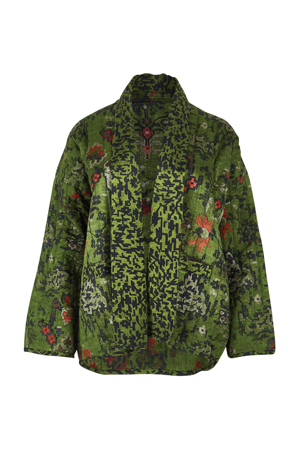 Product shot of the Edith Falls Jacket in colour Aztec (Green), from the front