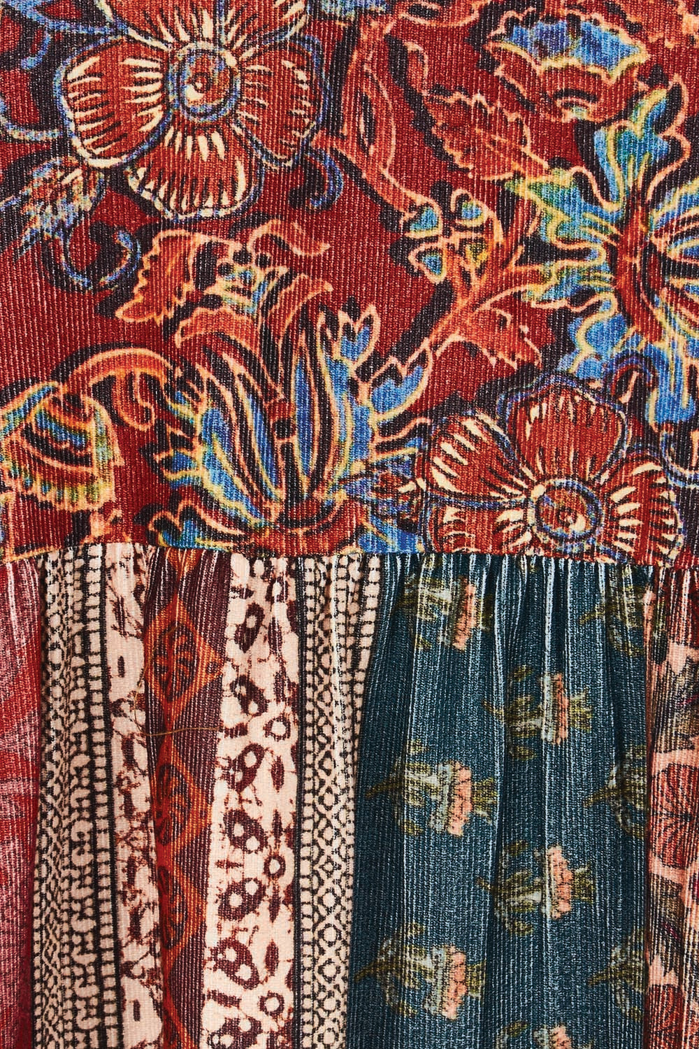 Product shot of the Middleton Beach Corduroy Dress in colour Jumble, detail