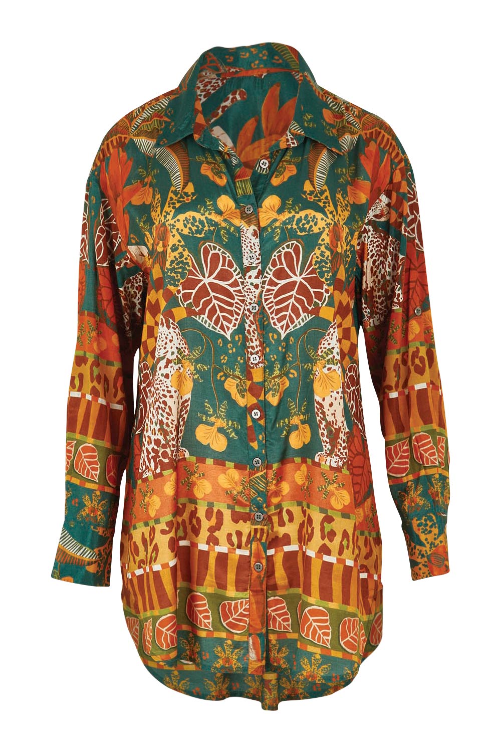 Product shot of the Wentworth Falls Shirt in colour Leopard, from the front