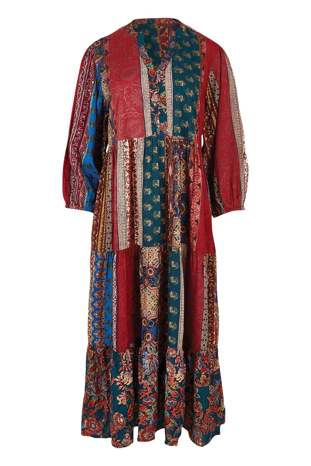 Product shot of the Empress Falls Midi Dress in colour Jumble, from the front