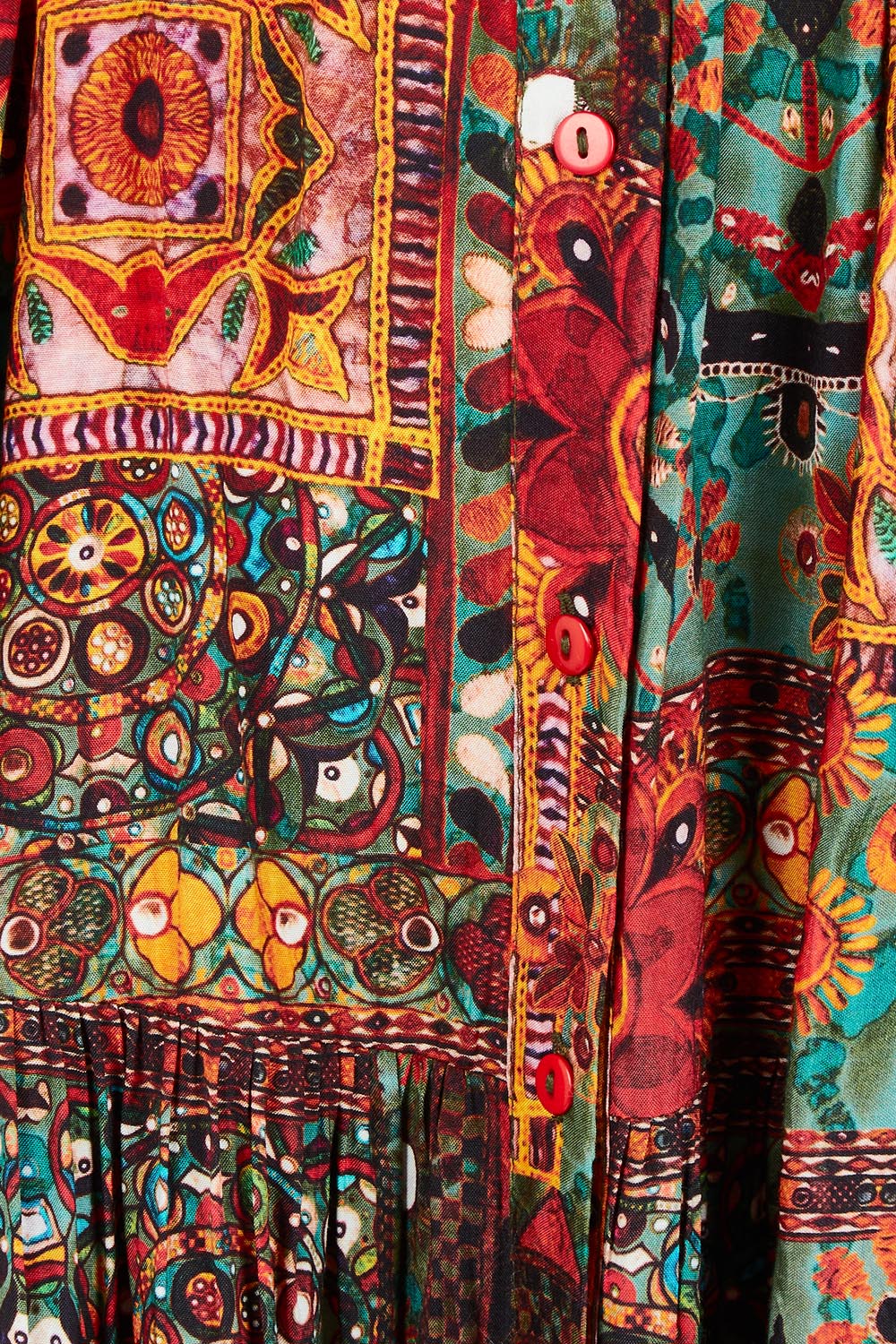 Product shot of the Florance Falls Maxi Dress in colour Heritage, detail
