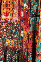 Product shot of the Florance Falls Maxi Dress in colour Heritage, detail