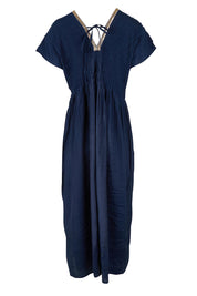Product shot of the San Rafael Falls Kimono Dress in colour Deepsea (Blue), from the back