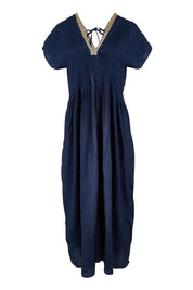 Product shot of the San Rafael Falls Kimono Dress in colour Deepsea (Blue), from the front
