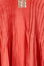 Product shot of the San Rafael Falls Kimono Dress – Red in colour Red, showing detail