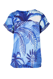 Product shot of the Palm Cove Top – Blue in colour Blue, from the back