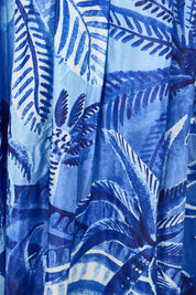 Product shot of the Palm Cove Long Skirt – Blue in colour Blue, showing detail