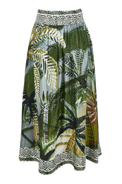 Product shot of the Palm Cove Long Skirt in colour Tropical (Green), from the back