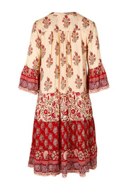 Product shot of the Blue Lagoon Embroidered Dress – Redcream in colour Redcream, from the back