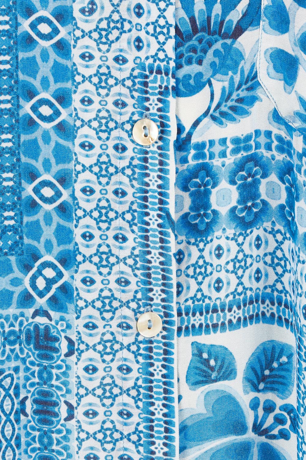 Product shot of the Sapphire Beach Shirt Dress in colour Bluewhite (Blue), detail