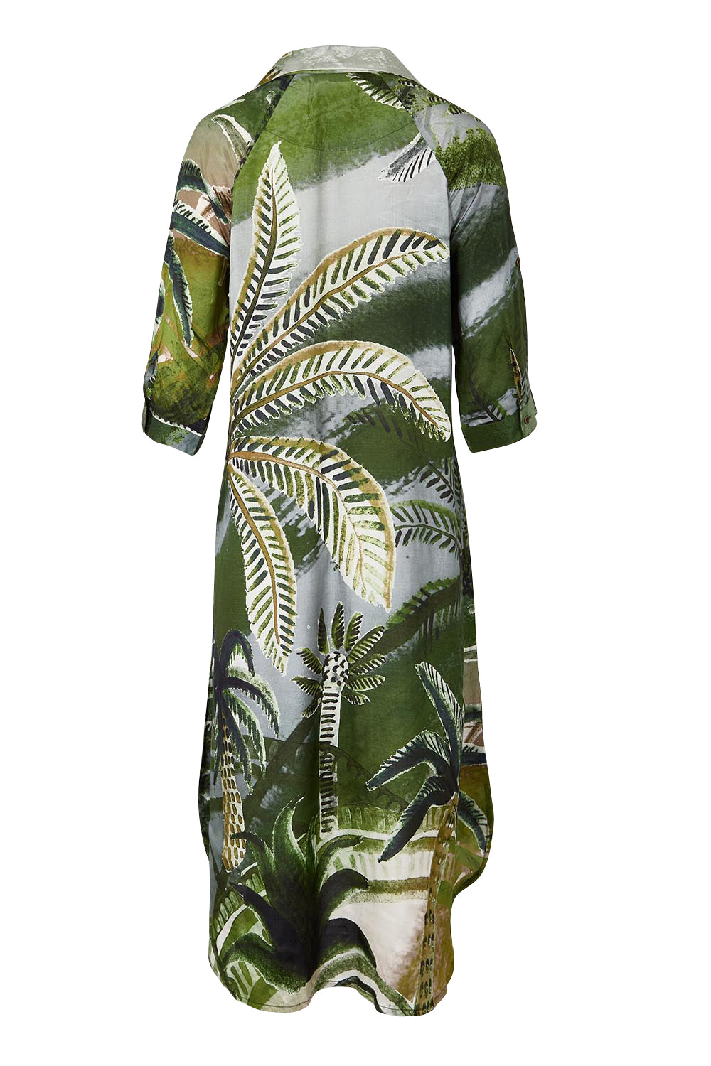 Product shot of the Sapphire Beach Shirt Dress – Tropical in colour Tropical, from the back