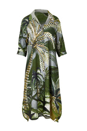 Product shot of the Sapphire Beach Shirt Dress – Tropical in colour Tropical, from the front