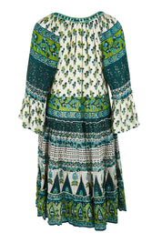 Product shot of the Angel Falls Dress in colour Green (Green), from the back