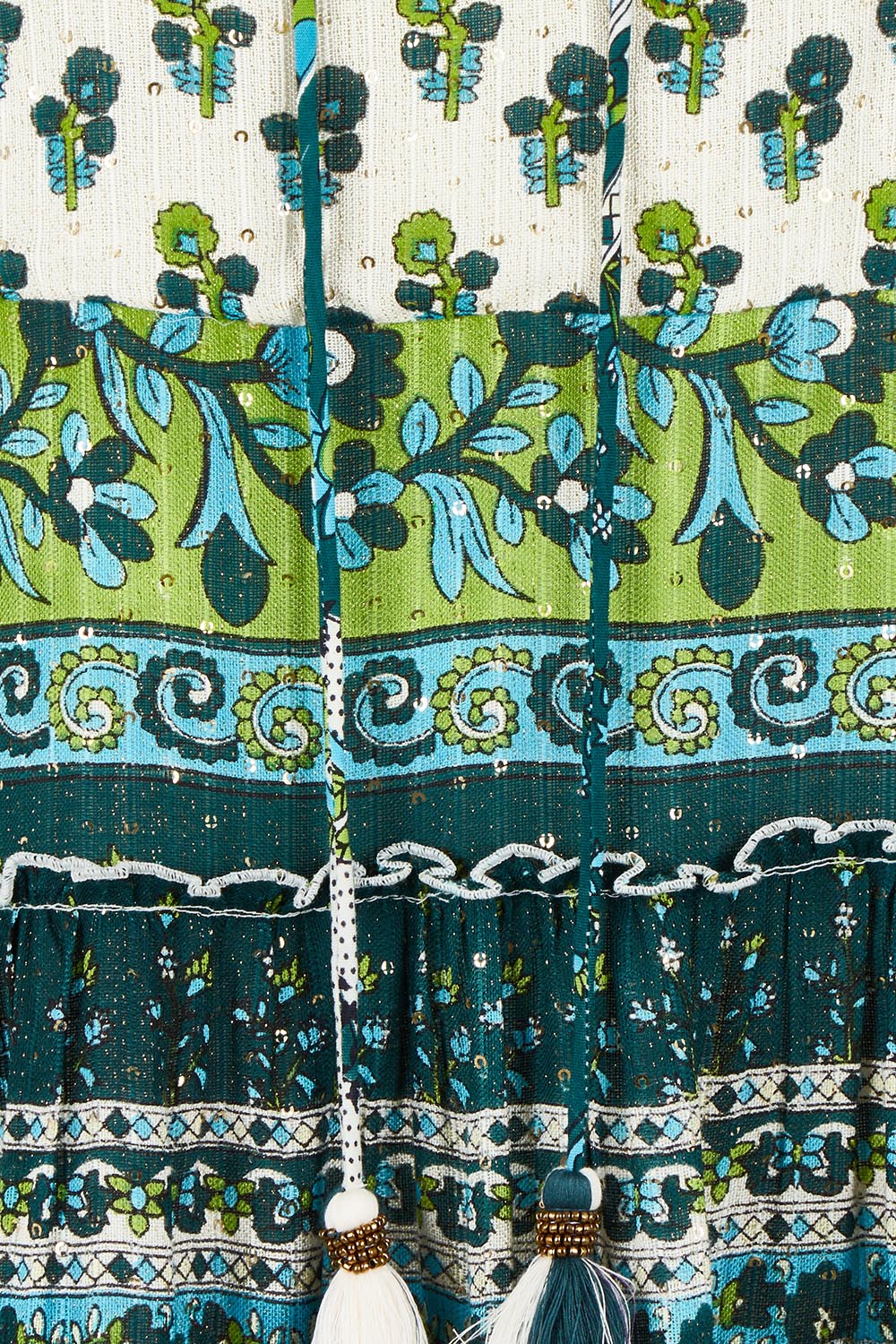 Product shot of the Angel Falls Dress in colour Green (Green), detail