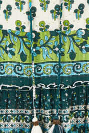 Product shot of the Angel Falls Dress in colour Green (Green), detail