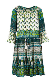 Product shot of the Angel Falls Dress in colour Green (Green), from the front
