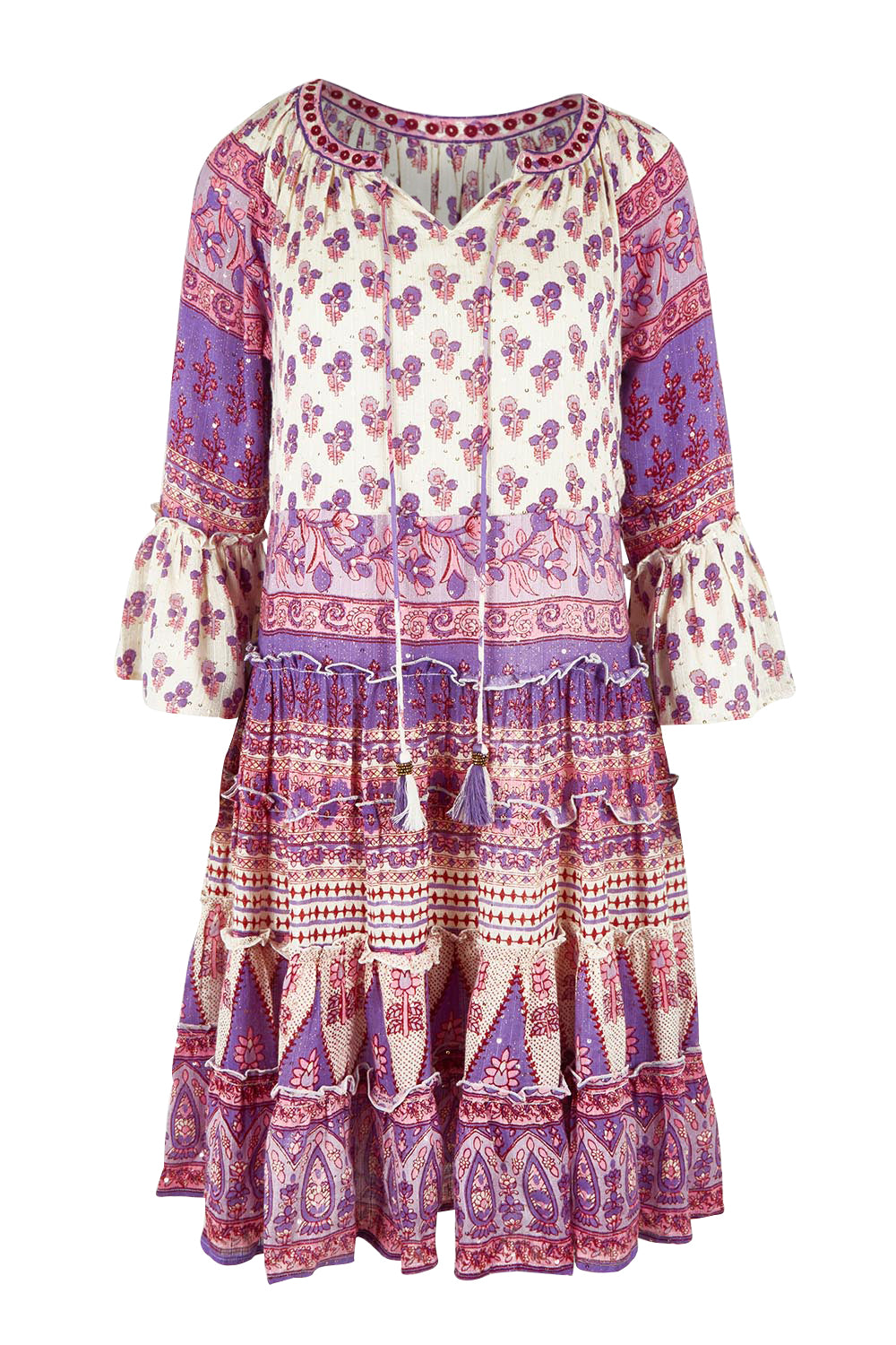 Product shot of the Angel Falls Dress in colour Pink (Pink), from the front