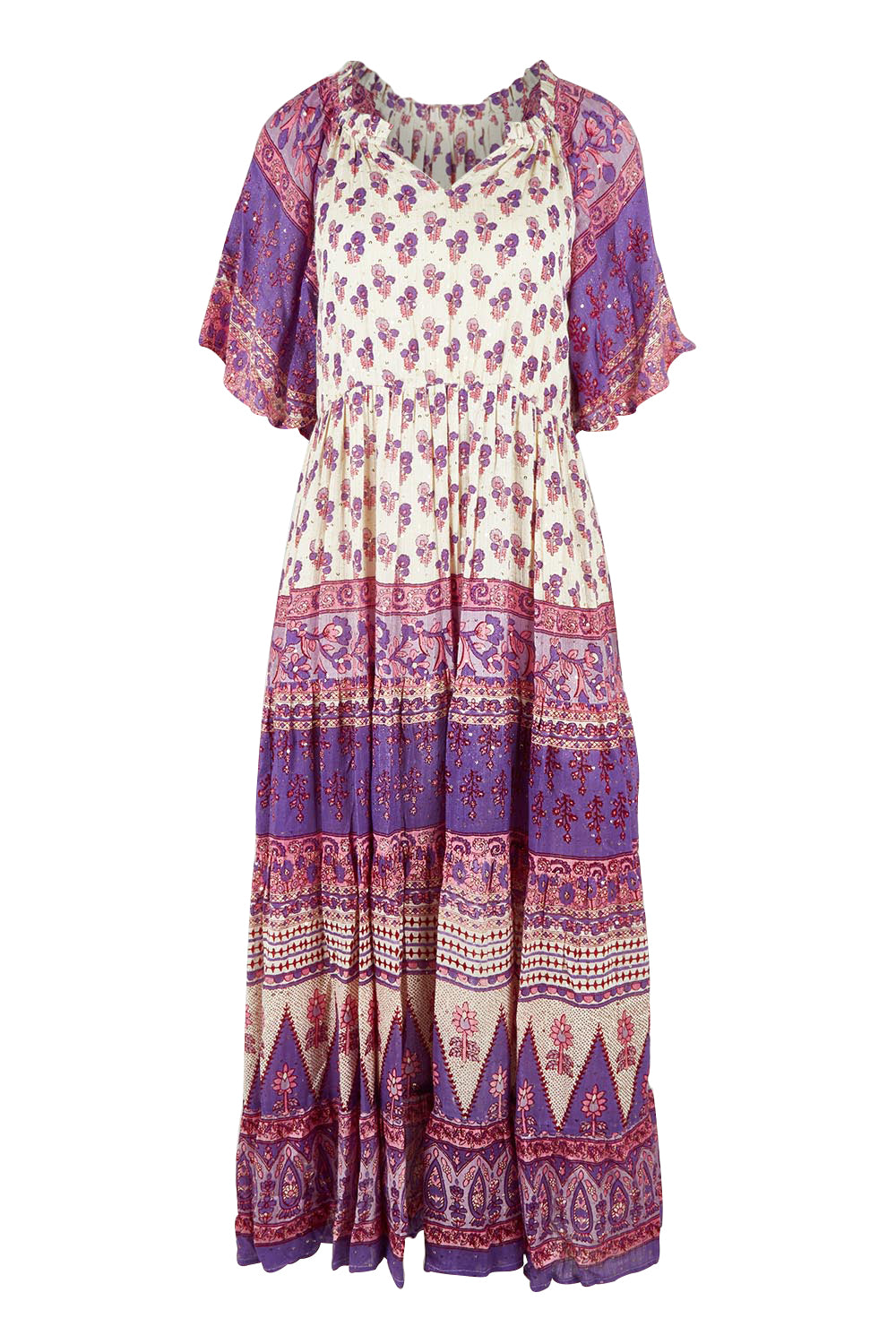 Product shot of the Angel Falls Long Dress in colour Pink (Pink), from the front
