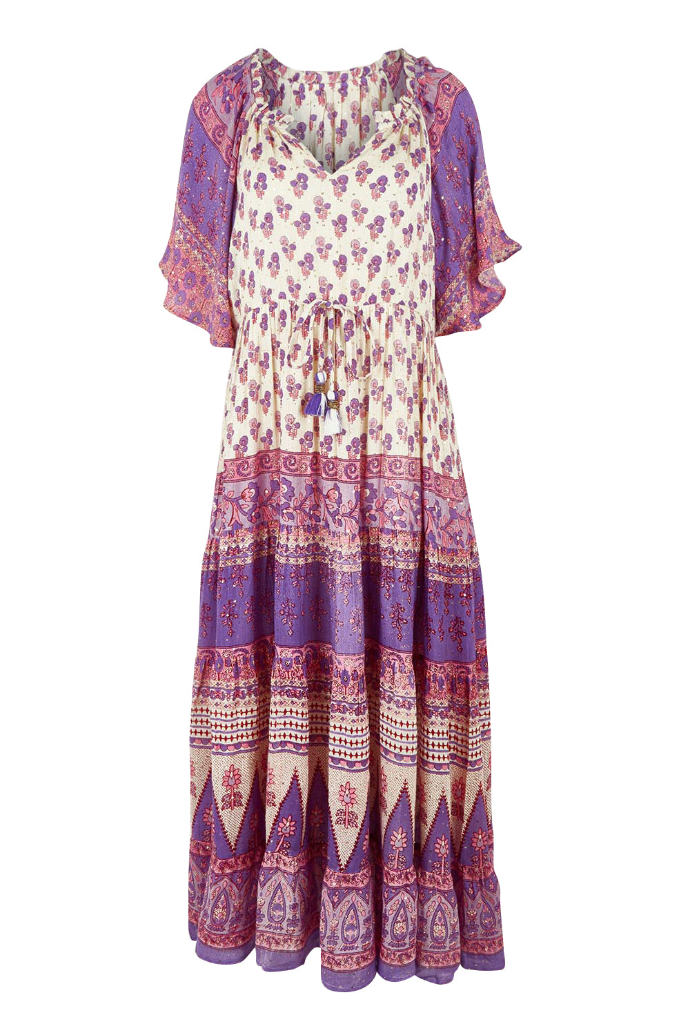 Product shot of the Angel Falls Long Dress in colour Pink (Pink), from the front