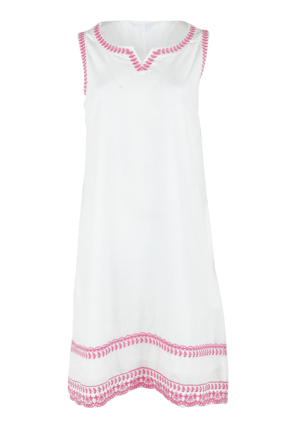 Product shot of the Magdelena River Cotton Shift Dress in colour Whitepink (White), from the front