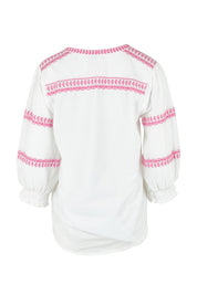 Product shot of the Magdelena River Cotton Blouse in colour Whitepink (White), from the back