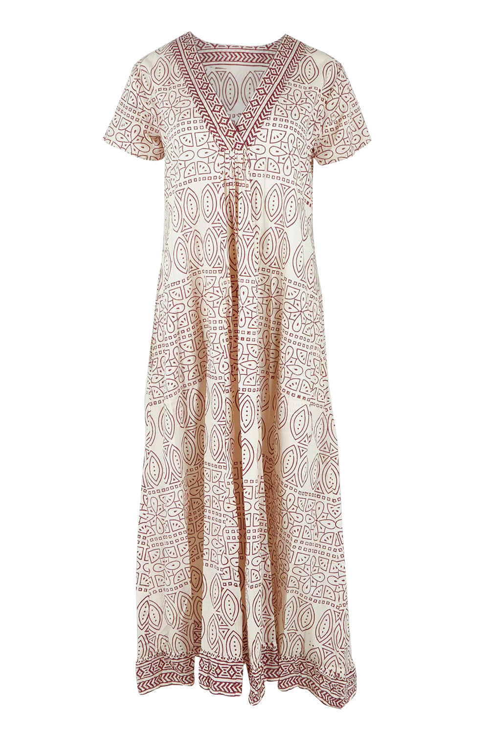 Product shot of the Cocora Valley Cotton Long Dress in colour Rustcream, from the front