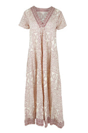 Product shot of the Cocora Valley Cotton Long Dress in colour Rustcream, from the front