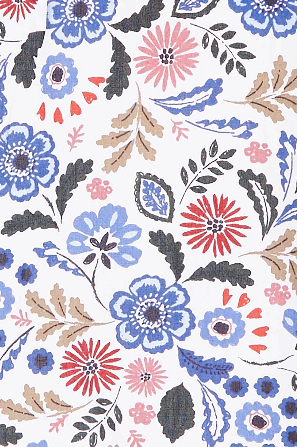 Product shot of the Adventurier Tunic in colour Floral (White), detail