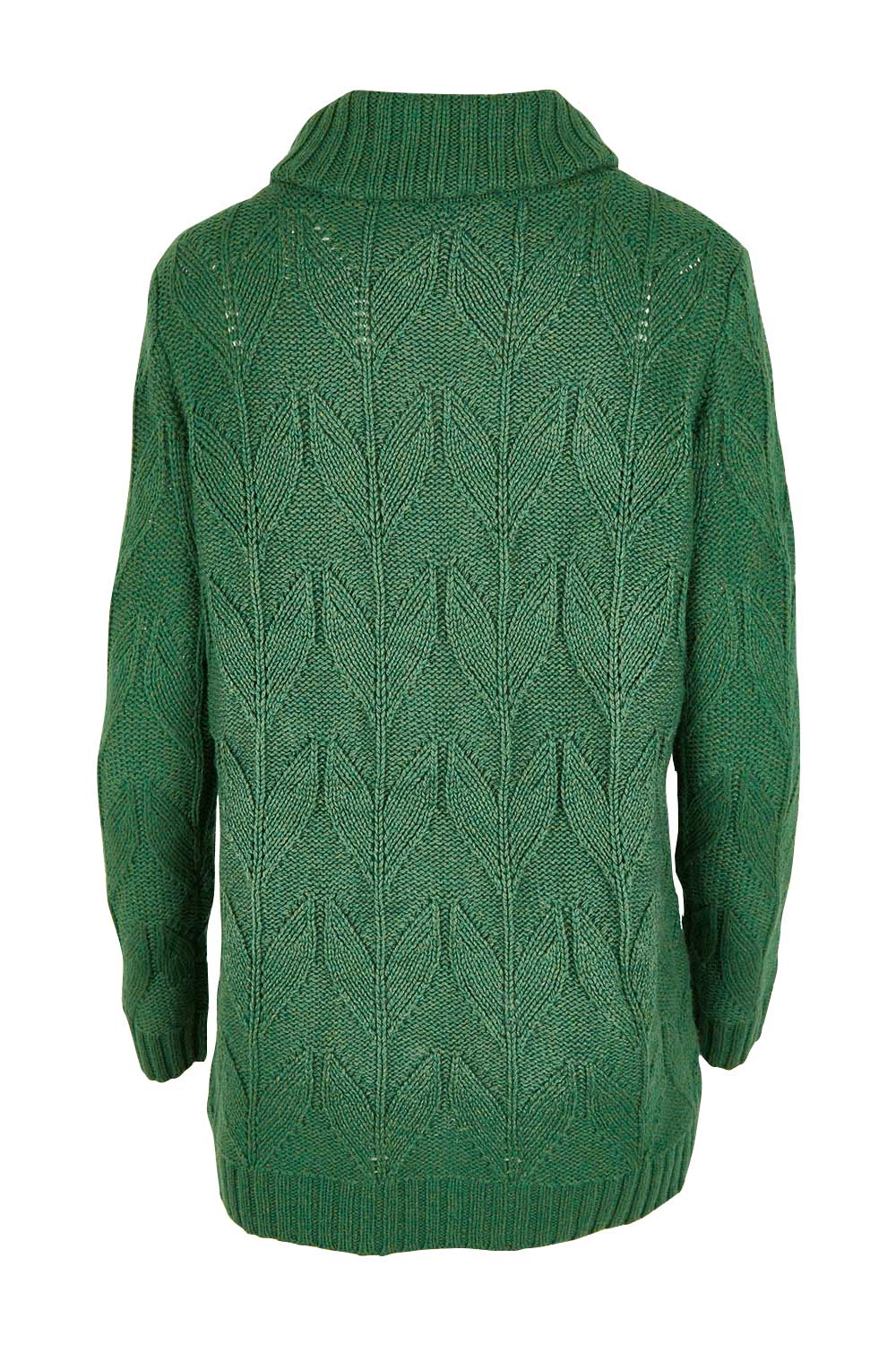Product shot of the Coast Road Jumper in colour Evergreen (Green), from the back