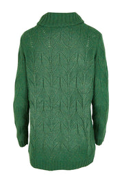 Product shot of the Coast Road Jumper in colour Evergreen (Green), from the back