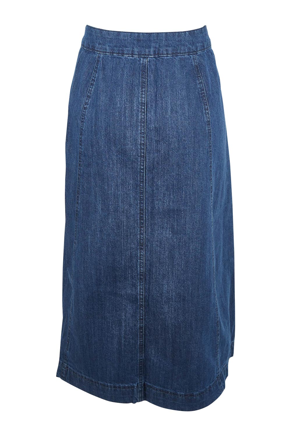 Product shot of the Dusk Journey Skirt in colour Midindigo (Blue), from the back