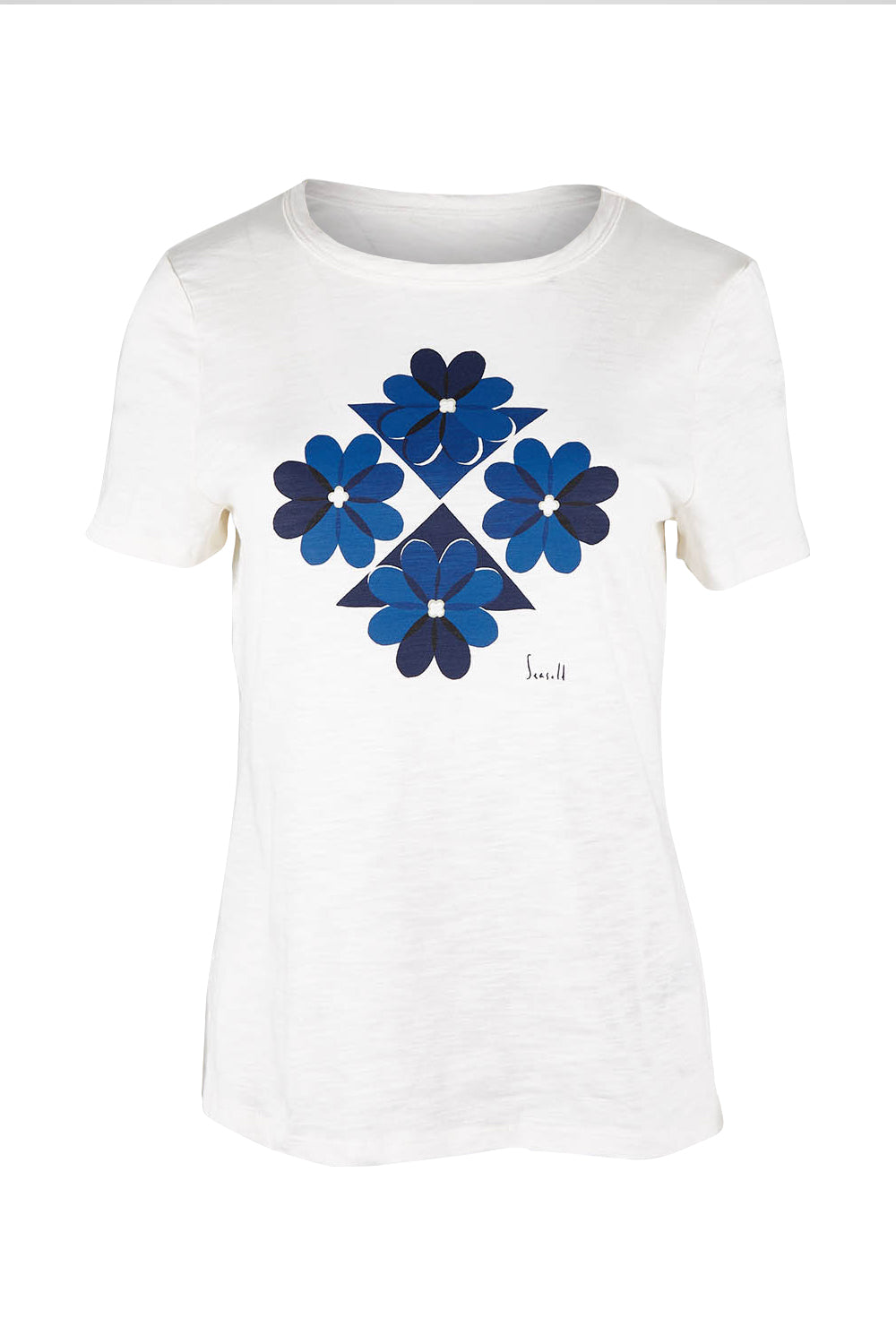 Product shot of the Printing Ink Tin colourShirt - Tiledflora (White), from the front