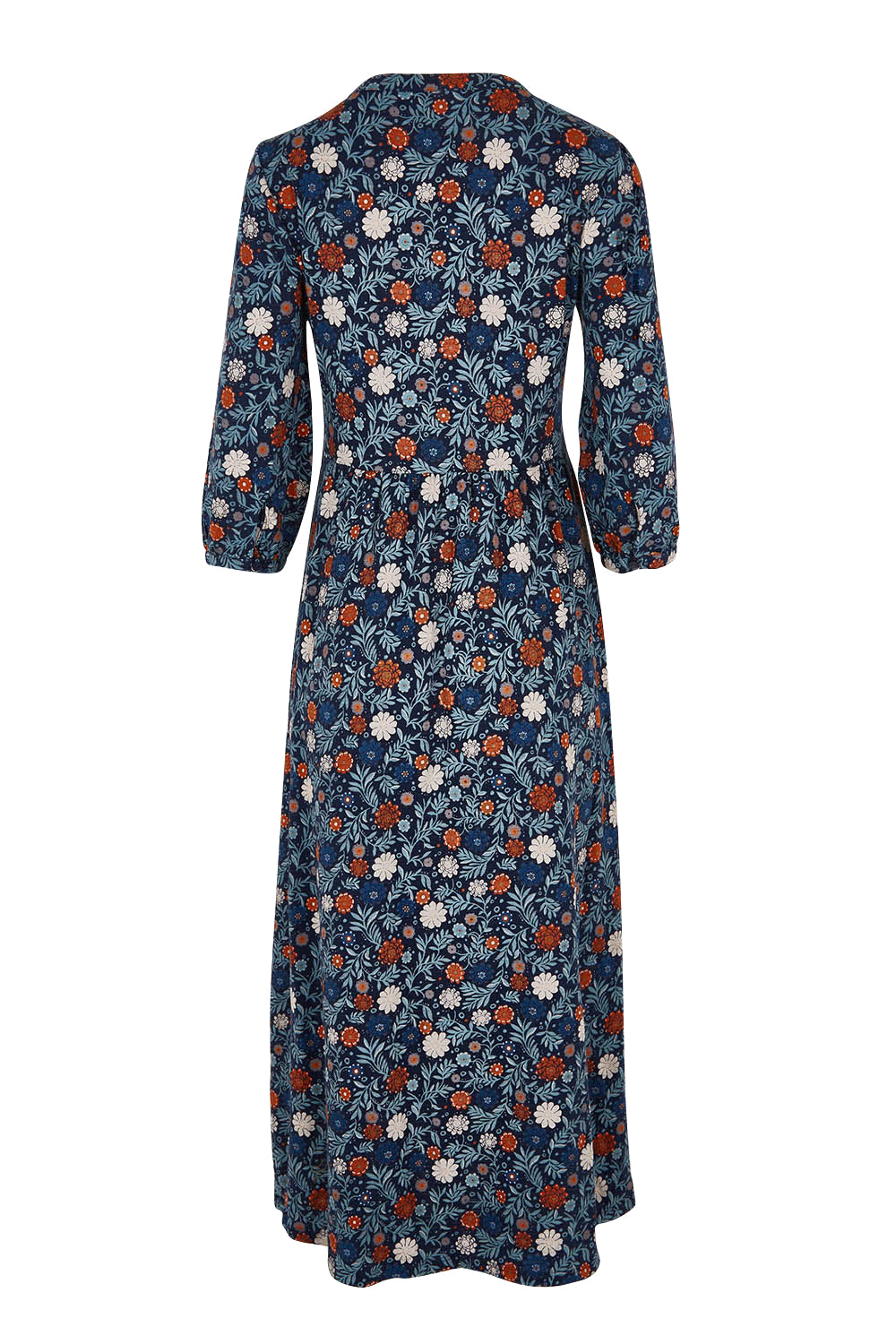 Product shot of the Fox Page Dress in colour Bloom (Blue), from the back